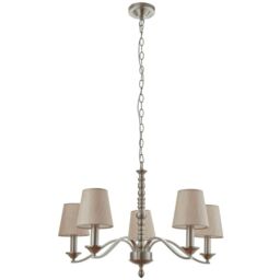 Loops Hanging Ceiling Pendant Light SATIN NICKEL 5x Shade Lamp Bulb Holder Fitting in Metallics - thumbnail 5