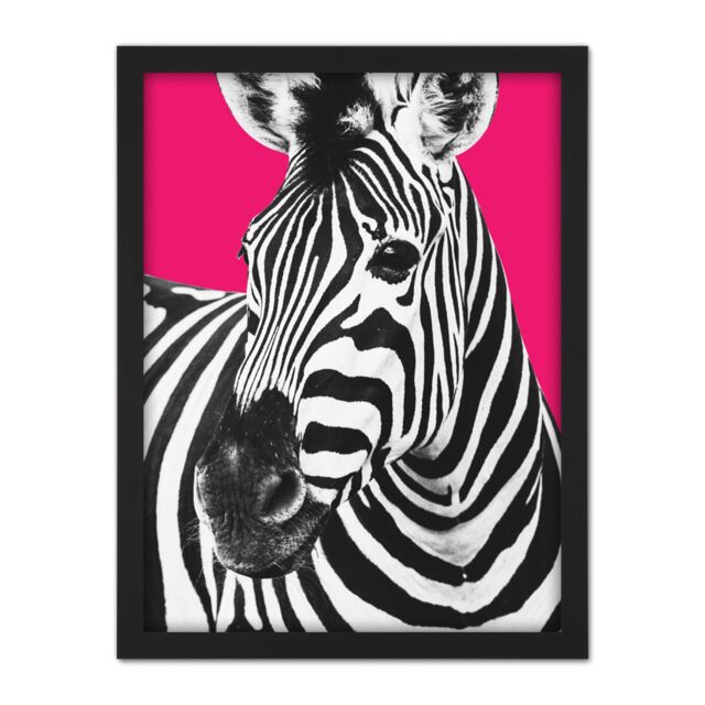 "Artery8 Wall Art Print Close up Beasties Zebra Large Large Framed Wall Décor Art in Black - Size: W18"" x H24""" - image 1