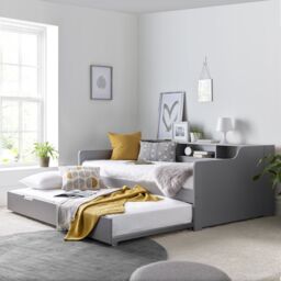 Rest Relax Trent Wooden Guest Single Bed with Trundle in Grey - thumbnail 3