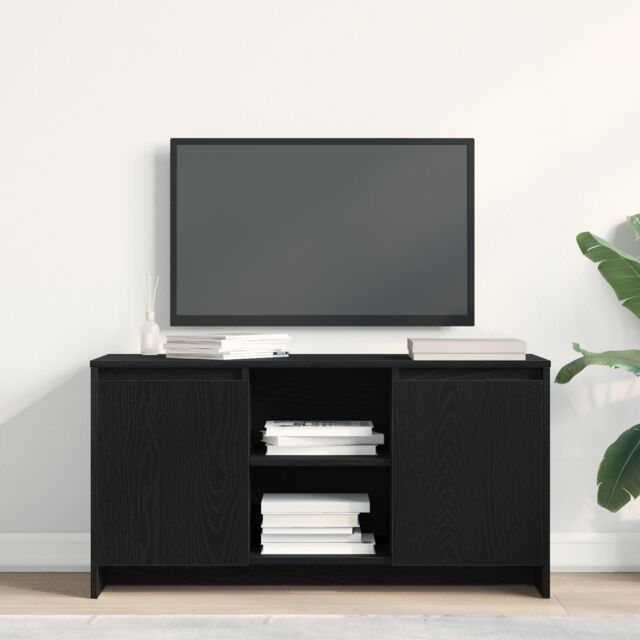 Berkfield Home TV Stand in Black Oak - 102 x 37.5 x 52.5 cm, Made of Engineered Wood - Size: 102 x 37.5 x 52.5 cm - image 1