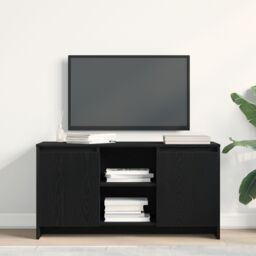 Berkfield Home TV Stand in Black Oak - 102 x 37.5 x 52.5 cm, Made of Engineered Wood - Size: 102 x 37.5 x 52.5 cm