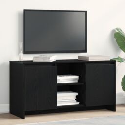 Berkfield Home TV Stand in Black Oak - 102 x 37.5 x 52.5 cm, Made of Engineered Wood - Size: 102 x 37.5 x 52.5 cm - thumbnail 4