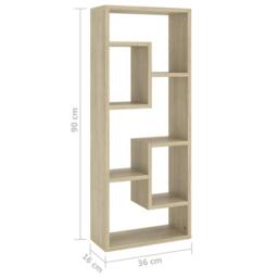 Berkfield Home Wall Shelf Sonoma Oak 36x16x90 cm Engineered Wood in Light Tan - Size: 36 x 16 x 90 cm - thumbnail 9