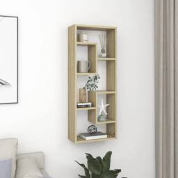 Berkfield Home Wall Shelf Sonoma Oak 36x16x90 cm Engineered Wood in Light Tan - Size: 36 x 16 x 90 cm - thumbnail 2