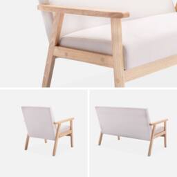 sweeek 3-seater bench & armchair in wood & fabric in Beige - thumbnail 9