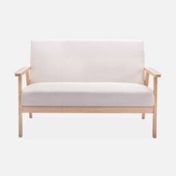 sweeek 3-seater Bench & Armchair In Wood & Fabric in Beige - thumbnail 2