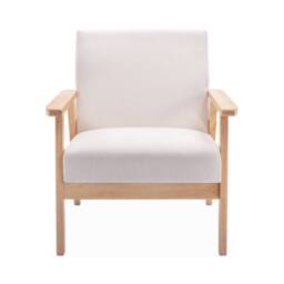 sweeek 3-seater bench & armchair in wood & fabric in Beige - thumbnail 8