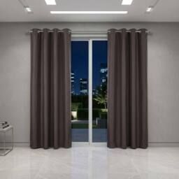 HOME LUXE INTERIOR Charcoal Faux Silk Fully Lined Eyelet Curtains - 1 Pair, 66inches x 54inches - Size: 163 cm width x 132 cm drop - thumbnail 4