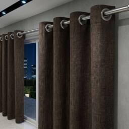 HOME LUXE INTERIOR Charcoal Faux Silk Fully Lined Eyelet Curtains - 1 Pair, 66inches x 54inches - Size: 163 cm width x 132 cm drop - thumbnail 5