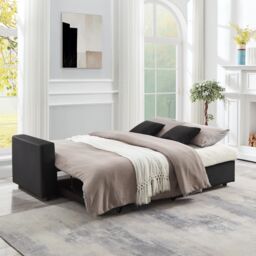 SquareBoxx Barcelona 3 Seater Corner Pull Out Sofa Bed in Black - thumbnail 3