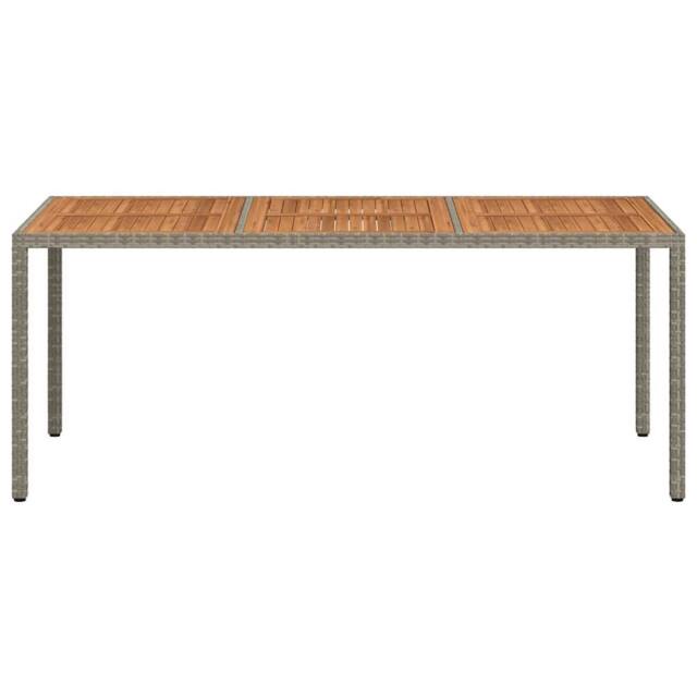 Berkfield Home Garden Table 190x90x75 cm Poly Rattan & Acacia Wood Grey - Size: 190 x 90 x 75 cm - image 1