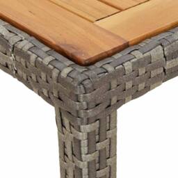 Berkfield Home Garden Table 190x90x75 cm Poly Rattan & Acacia Wood Grey - Size: 190 x 90 x 75 cm - thumbnail 6