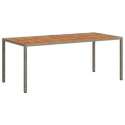 Berkfield Home Garden Table 190x90x75 cm Poly Rattan & Acacia Wood Grey - Size: 190 x 90 x 75 cm - thumbnail 5