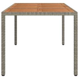 Berkfield Home Garden Table 190x90x75 cm Poly Rattan & Acacia Wood Grey - Size: 190 x 90 x 75 cm - thumbnail 4