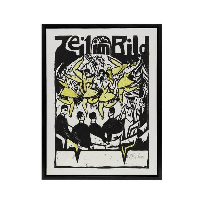 "Artery8 Female Dancers At The Ice Palace Kirchner Black Framed Canvas Wall Art in White - Size: W12"" x H16""" - image 1