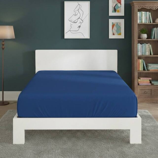 Snug City Polycotton Fitted Sheet Extra Deep 40cm Skirt Easy Care in Blue - Size: Single - image 1