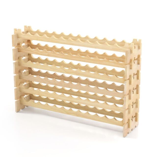 Gymax Wooden 72 Bottles Wine Rack 6-Tier Stackable Wine Storage Stand in Natural - image 1