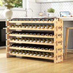 Gymax Wooden 72 Bottles Wine Rack 6-Tier Stackable Wine Storage Stand in Natural - thumbnail 4