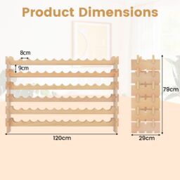 Gymax Wooden 72 Bottles Wine Rack 6-Tier Stackable Wine Storage Stand in Natural - thumbnail 2