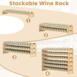 Gymax Wooden 72 Bottles Wine Rack 6-Tier Stackable Wine Storage Stand in Natural - thumbnail 8