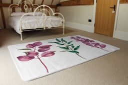 Benjamin Tate Design Purple & Green Leaves Rug in Natural - Size: Large - thumbnail 3