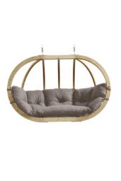 Globo Double Royal Wooden Cushion Egg Hanging Chair - Taupe