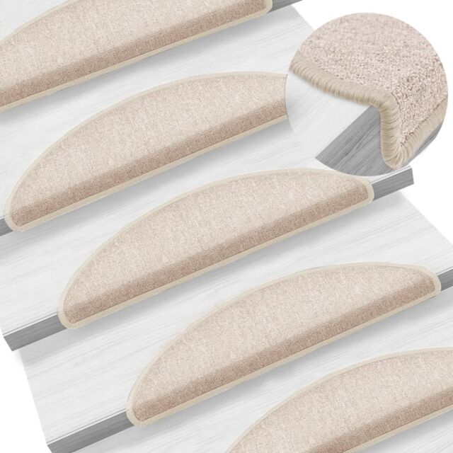 Berkfield Home Stair Mats 10 pcs 56x17x3 cm Taupe - Size: Medium - image 1