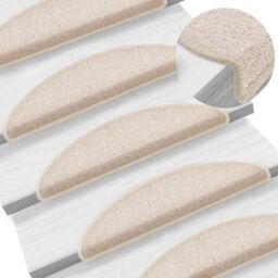 Berkfield Home Stair Mats 10 pcs 56x17x3 cm Taupe - Size: Medium - thumbnail 1