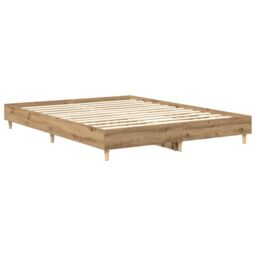 Berkfield Home Bed Frame No Mattress Artisan Oak 140x200 cm Engineered Wood in Brown - thumbnail 7