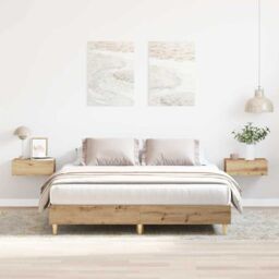 Berkfield Home Bed Frame No Mattress Artisan Oak 140x200 cm Engineered Wood in Brown - thumbnail 1
