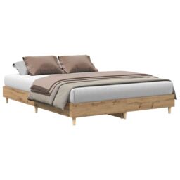 Berkfield Home Bed Frame No Mattress Artisan Oak 140x200 cm Engineered Wood in Brown - thumbnail 2