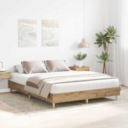 Berkfield Home Bed Frame No Mattress Artisan Oak 140x200 cm Engineered Wood in Brown - thumbnail 3