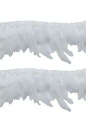 Neel Blue 2 Metres Rooster Feather, Hackle Feather Fringe for Sewing, Dress Trim in White - thumbnail 5