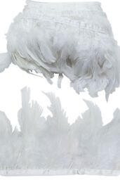 Neel Blue 2 Metres Rooster Feather, Hackle Feather Fringe for Sewing, Dress Trim in White - thumbnail 4