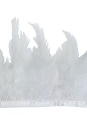 Neel Blue 2 Metres Rooster Feather, Hackle Feather Fringe for Sewing, Dress Trim in White - thumbnail 3