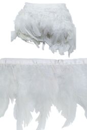 Neel Blue 2 Metres Rooster Feather, Hackle Feather Fringe for Sewing, Dress Trim in White - thumbnail 2