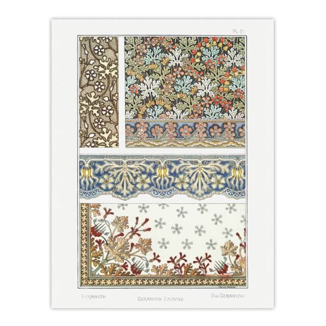 "Artery8 Geranium Flower Patterns Vintage Floral Wall Art Print Verneuil - Size: W12"" x H16""" - image 1