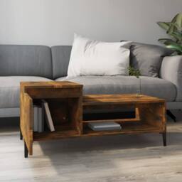 Berkfield Home Coffee Table Smoked Oak 100x50x45 cm Engineered Wood in Brown - Size: 100 x 50 x 45 cm - thumbnail 3