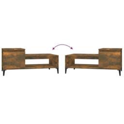 Berkfield Home Coffee Table Smoked Oak 100x50x45 cm Engineered Wood in Brown - Size: 100 x 50 x 45 cm - thumbnail 8