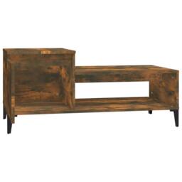Berkfield Home Coffee Table Smoked Oak 100x50x45 cm Engineered Wood in Brown - Size: 100 x 50 x 45 cm - thumbnail 6