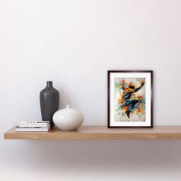 "Artery8 Wall Art Print Freestyle Dancing Street Dance Vibrant Paint Splat Artwork Framed 9X7 Inch in Brown - Size: W7"" x H9""" - thumbnail 2