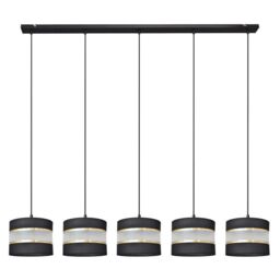 Netlighting Helen Straight Bar Pendant Ceiling Light Black Gold 115cm - thumbnail 1