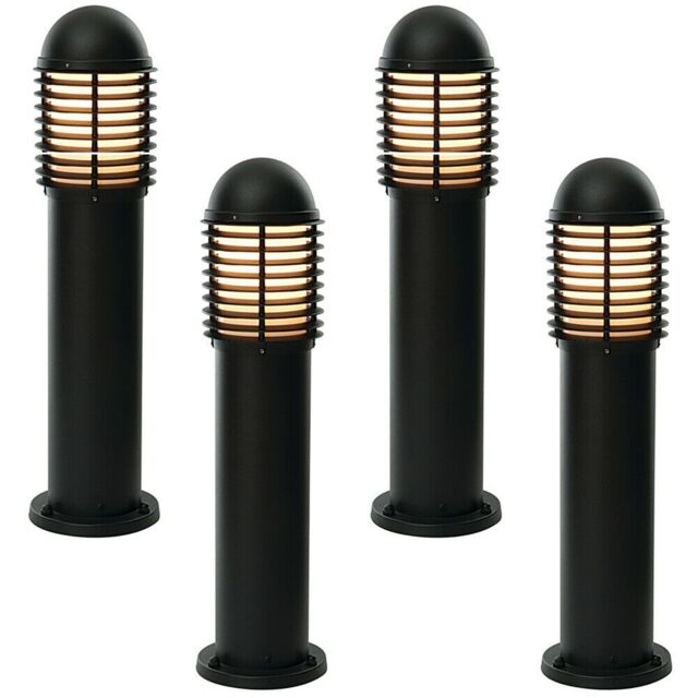 Loops 4 PACK Outdoor IP44 Bollard Light Matt Black 650mm LED Lamp Post Garden Driveway - image 1