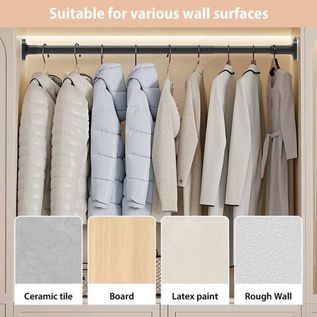 EONLION 70-120cm Extendable Telescopic Shower Curtain Pole in Black - image 1