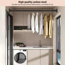 EONLION 70-120cm Extendable Telescopic Shower Curtain Pole in Black - thumbnail 4