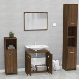 Berkfield Home Bathroom Furniture Set Brown Oak Engineered Wood - thumbnail 3