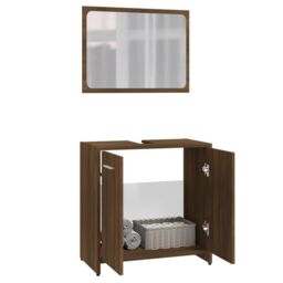 Berkfield Home Bathroom Furniture Set Brown Oak Engineered Wood - thumbnail 4