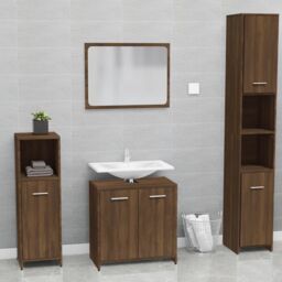 Berkfield Home Bathroom Furniture Set Brown Oak Engineered Wood