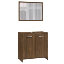 Berkfield Home Bathroom Furniture Set Brown Oak Engineered Wood - thumbnail 2