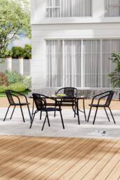 Living and Home 4 Person Patio Garden Dining Set With Umbrella in Black - thumbnail 3